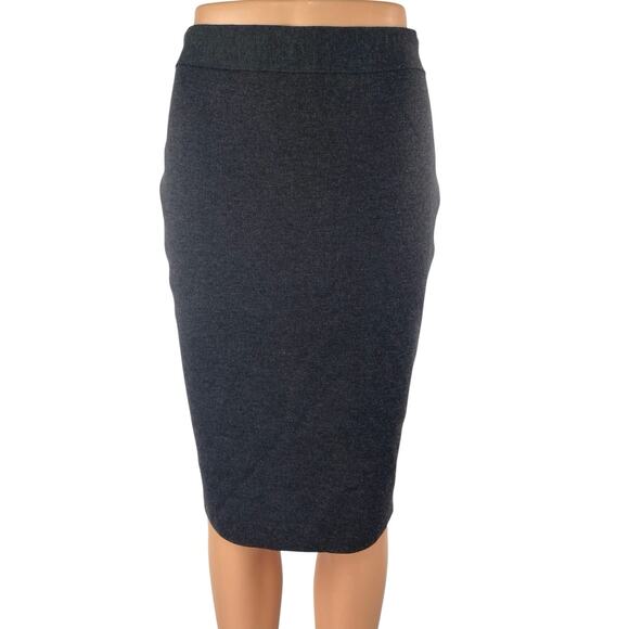 Pier Antonio Gaspari 100% Wool Gray Knit High Waist Knee Length Pencil Skirt 6-8 - Picture 1 of 4